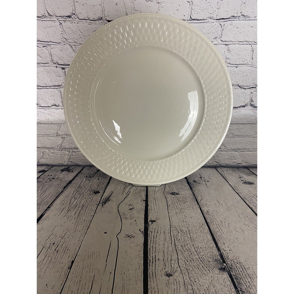 Vintage Oneida 12 1/2"Stoneware WICKER Basket Weave Round Serving Platter Plate